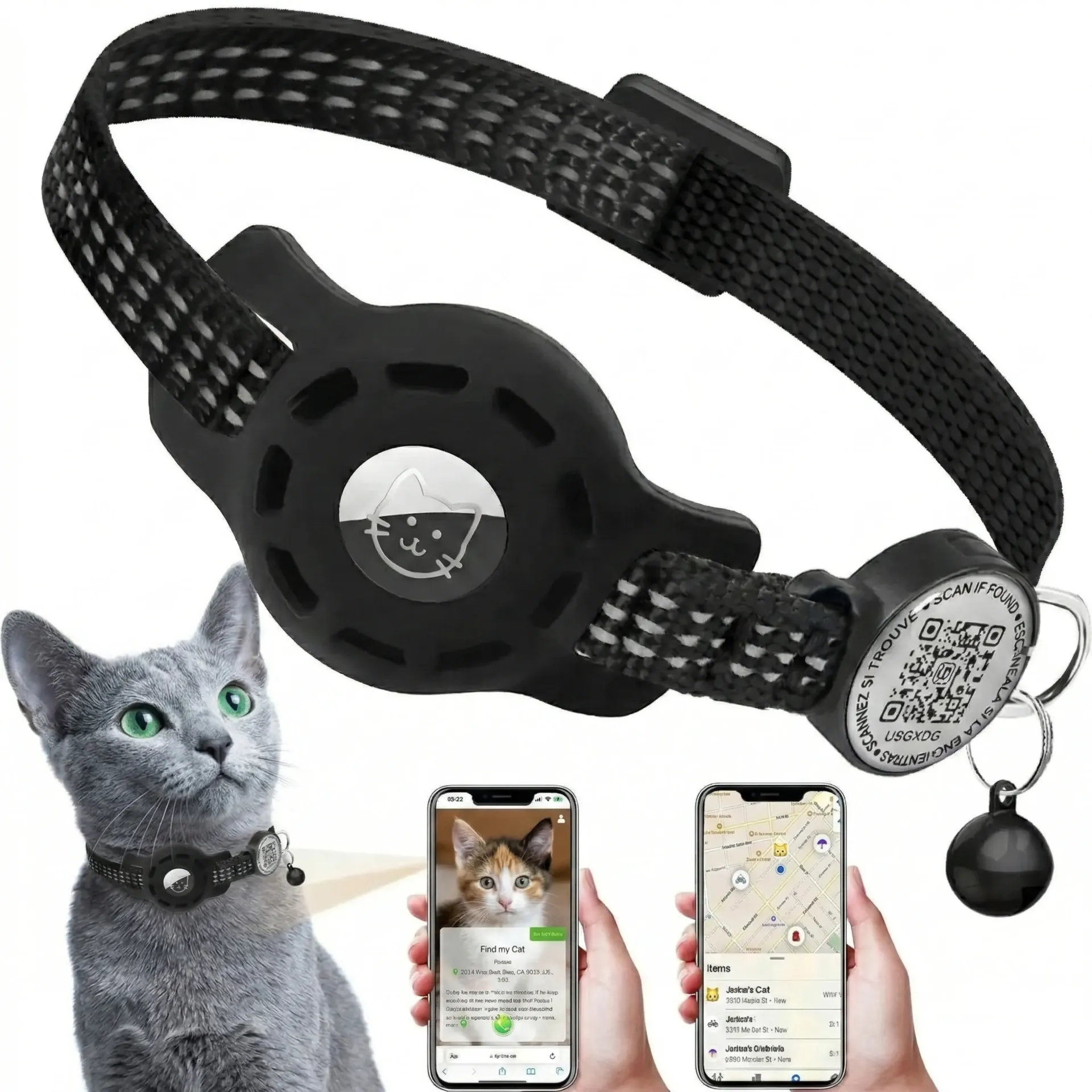 SafeTrack™ 2-in-1 Reflective Smart Cat Collar