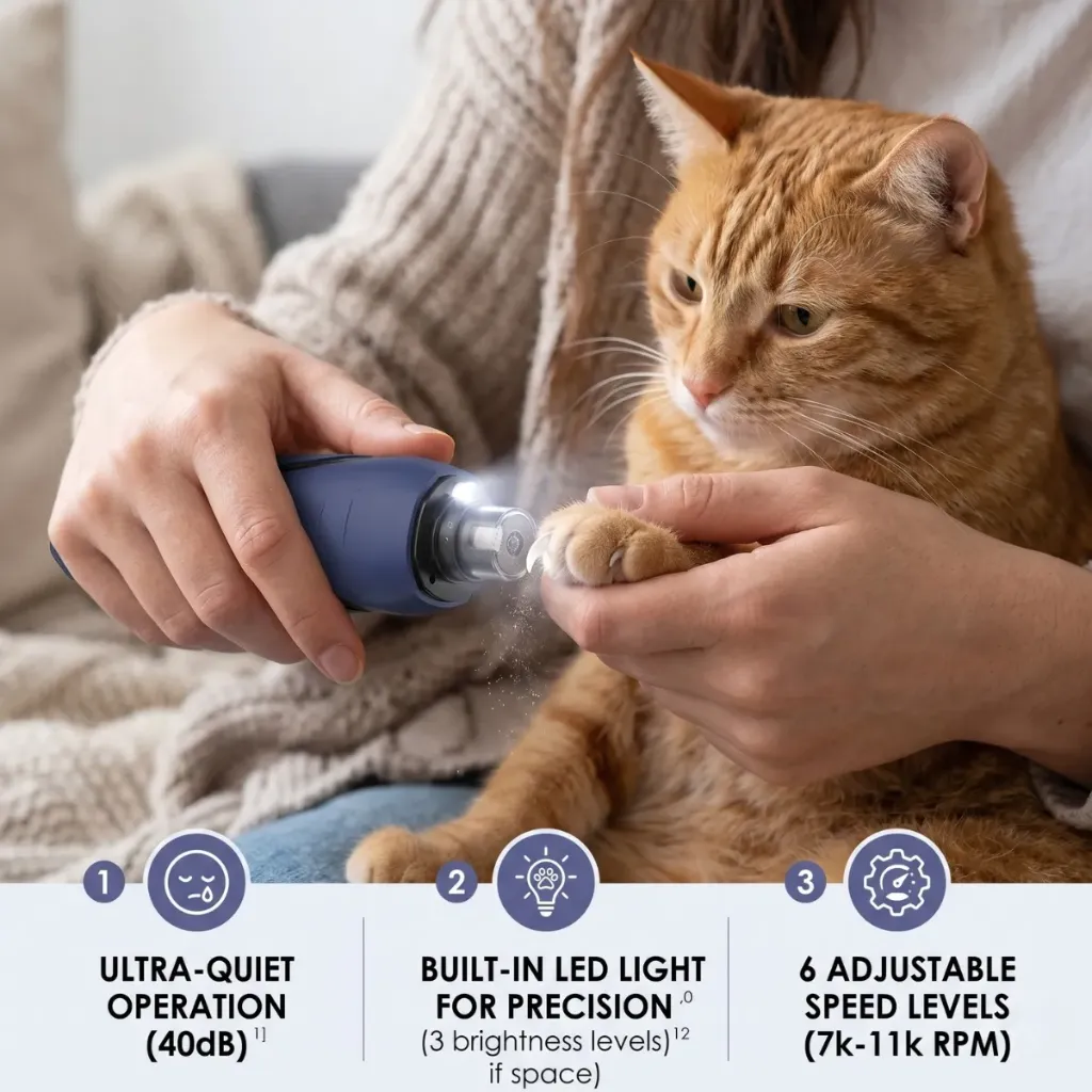 GroomPro™ Silent 6-Speed Pet Nail Grinder