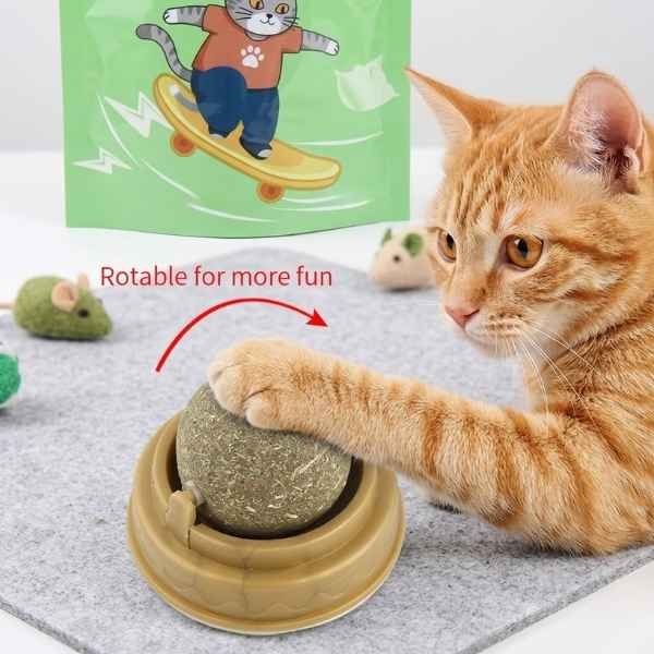 Natural Catnip Wall Stick-On Ball Toy (3)